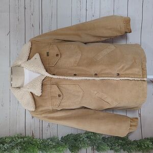 Vintage Wrangler Wrange Sherpa Corduroy Chore Coat Jacket Large Trucker Made USA